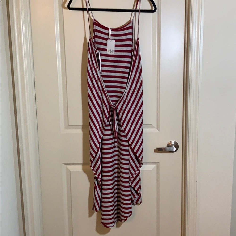 Maroon and White Sleeveless Cardigan